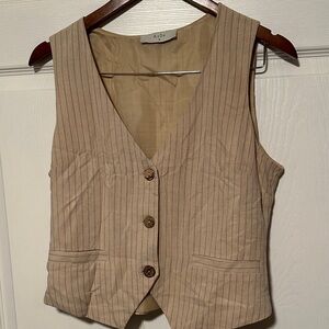 Women's Tan Striped Vest Top